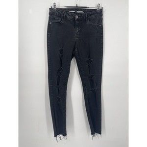 Old Navy Rockstar Super Skinny Ankle Mid-Rise Size 6‎ Black Jeans, Ripped,